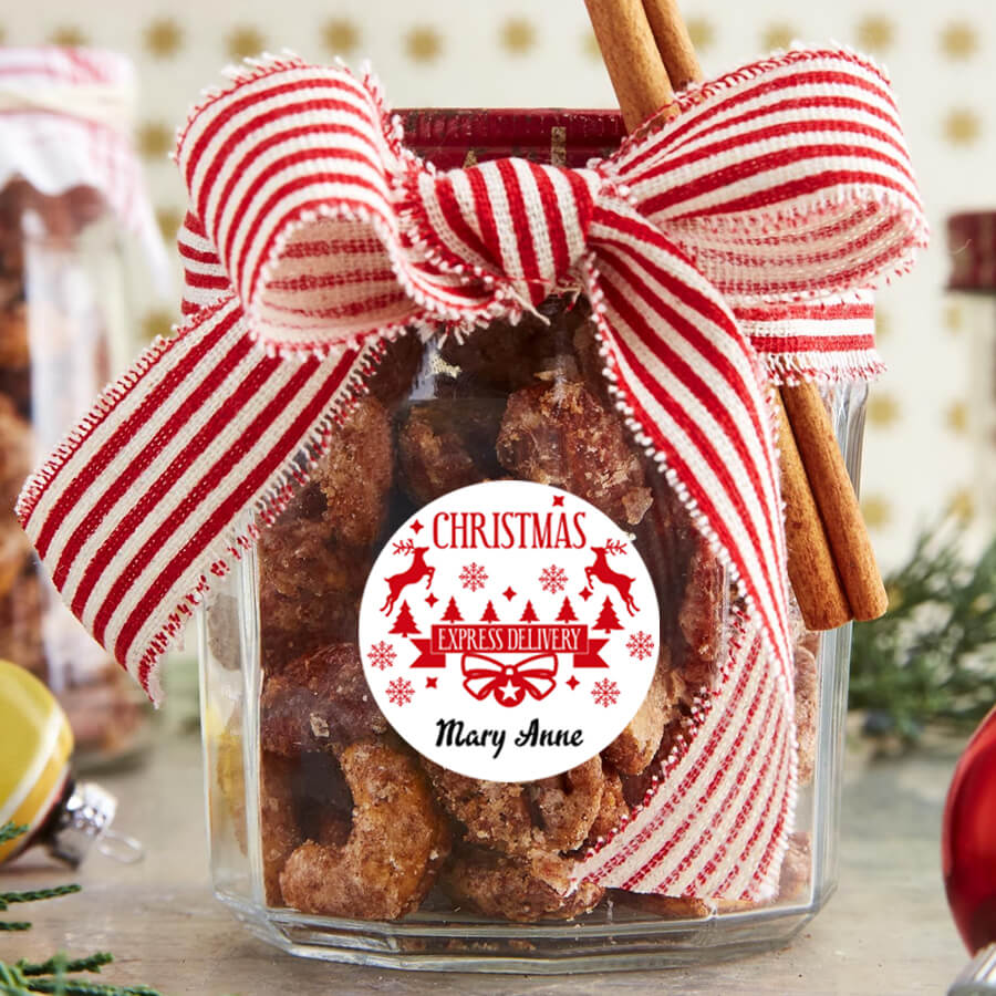 Personalised Christmas Stamp Sticker - Round - Special Delivery