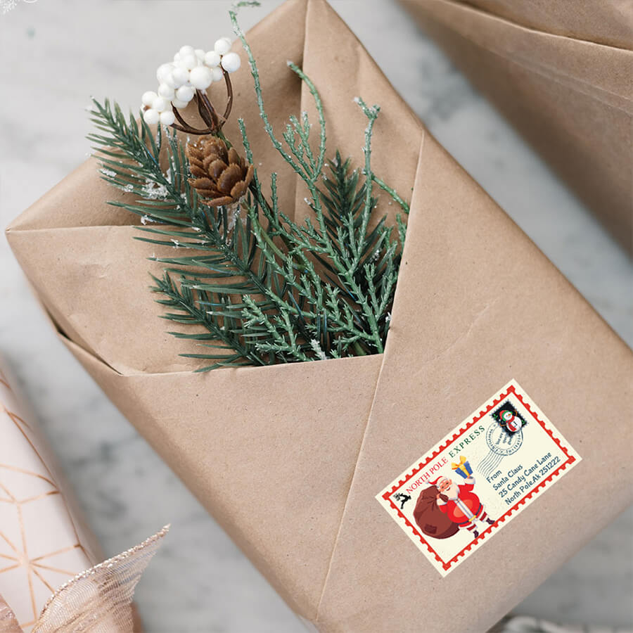 Christmas Stamp Sticker - Rectangle - North Pole