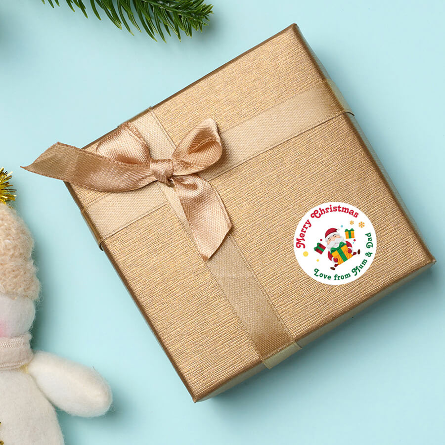 Personalised Christmas Sticker - Round - Santa Gift Labels