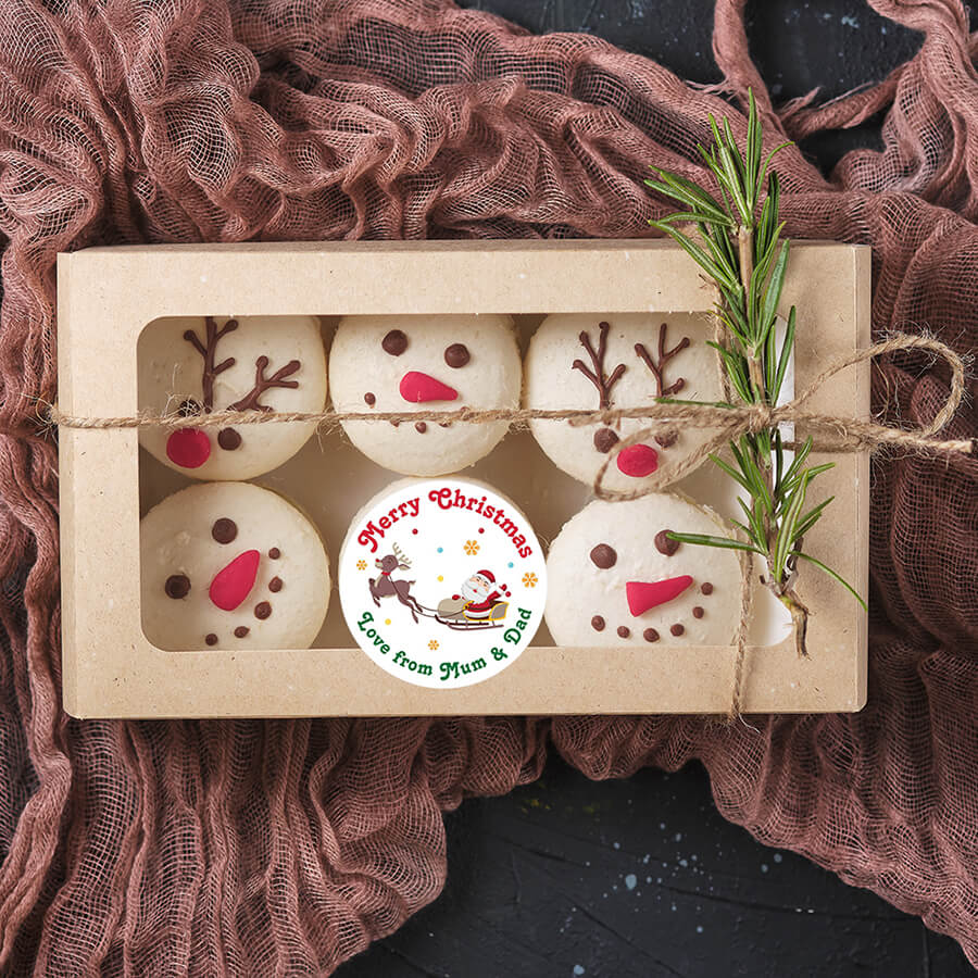 Personalised Christmas Sticker - Round - Santa Sleigh