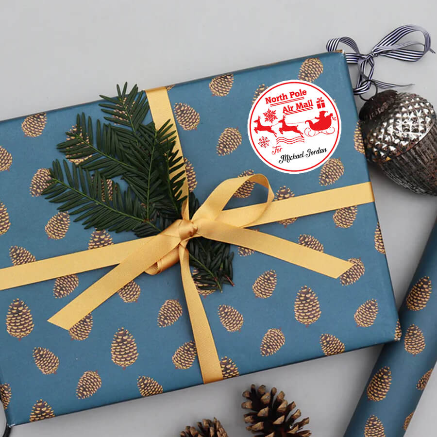 Personalised Christmas Stamp Sticker - Round - Special Delivery