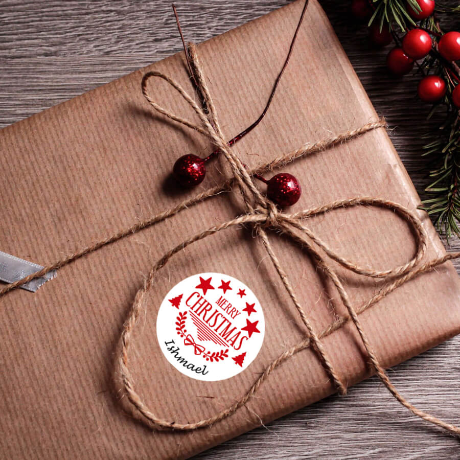 Personalised Christmas Stamp Sticker - Round - Special Delivery
