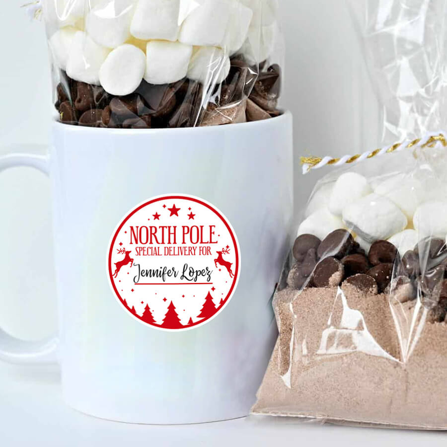 Personalised Christmas Stamp Sticker - Round - Express Delivery