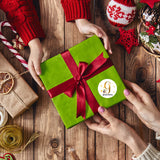 Personalised Christmas  Sticker - Round - Alphabet Santa