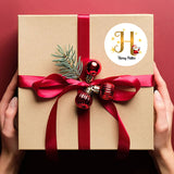 Personalised Christmas  Sticker - Round - Alphabet Santa