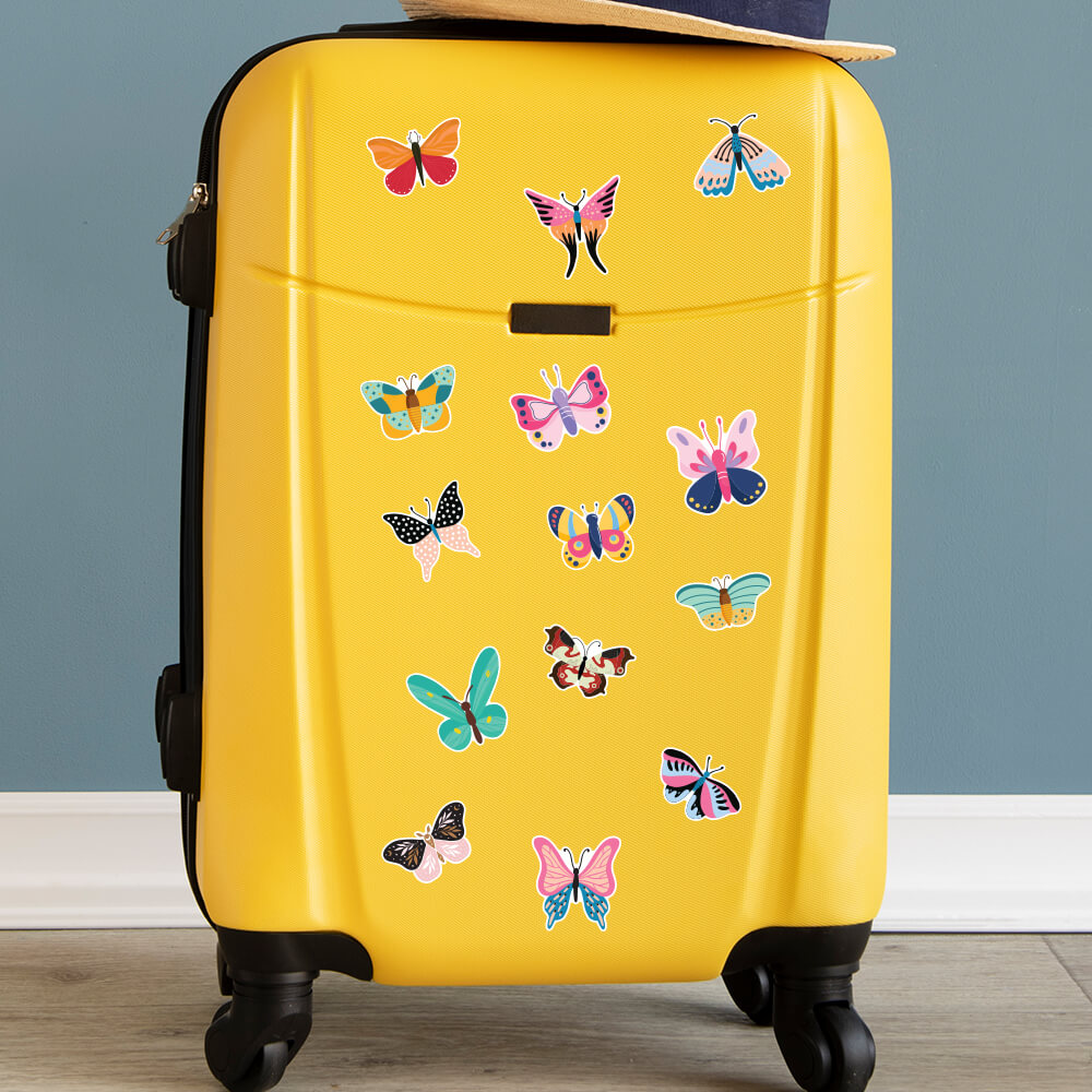 Nature's Embrace: Set of 15 Butterfly Contour Vinyl Decals - 50mm
