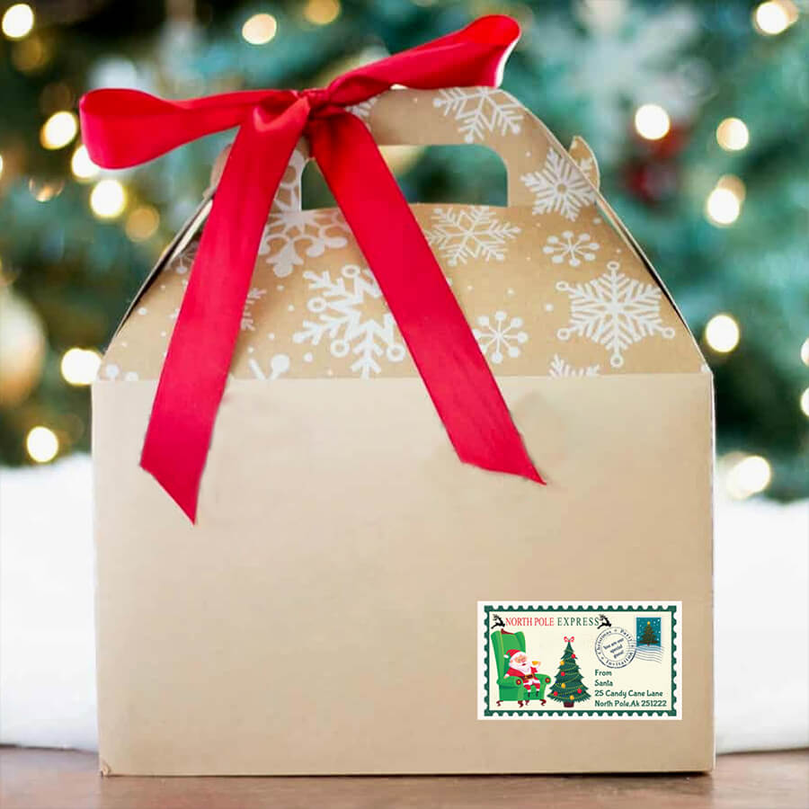 Christmas Stamp Sticker - Rectangle - North Pole