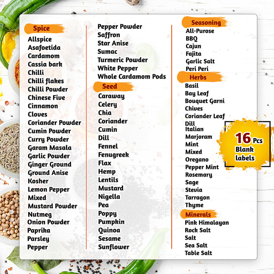 Modern Spice Jar Labels