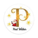 Personalised Christmas  Sticker - Round - Alphabet Santa