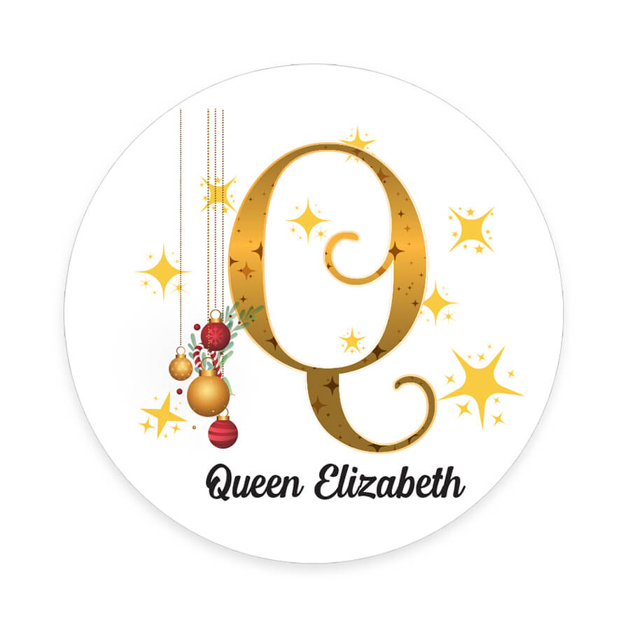 Personalised Christmas  Sticker - Round - Alphabet Santa