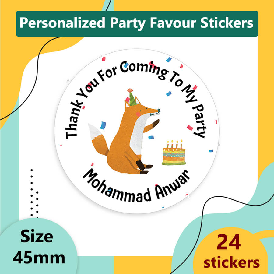 Personlised Animal Theme Party Stickers