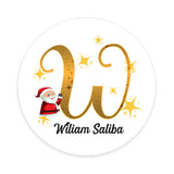 Personalised Christmas  Sticker - Round - Alphabet Santa