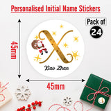 Personalised Christmas  Sticker - Round - Alphabet Santa