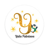 Personalised Christmas  Sticker - Round - Alphabet Santa