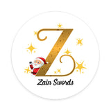 Personalised Christmas  Sticker - Round - Alphabet Santa